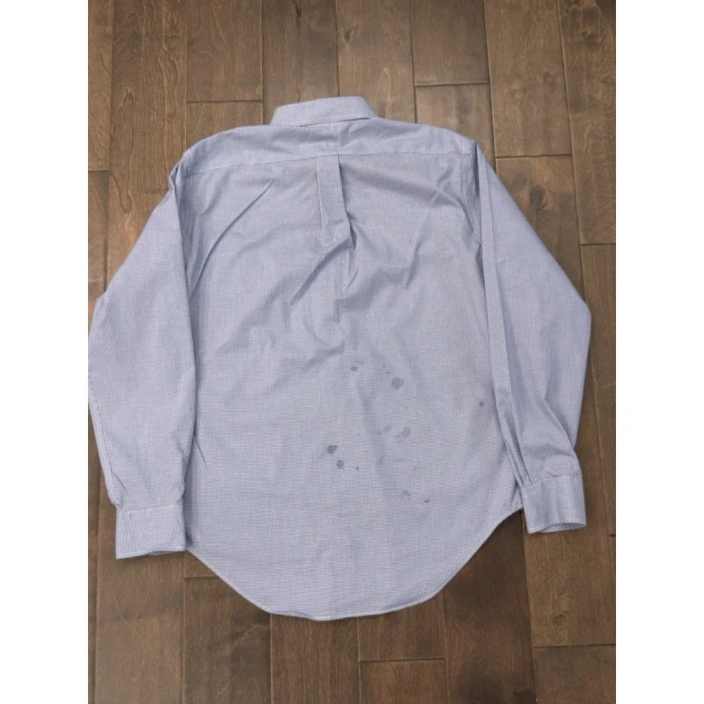Lauren Ralph Lauren Mens Button Up Blue Check Shirt Classic Fit Size 15.5 34/35 - Picture 8 of 9